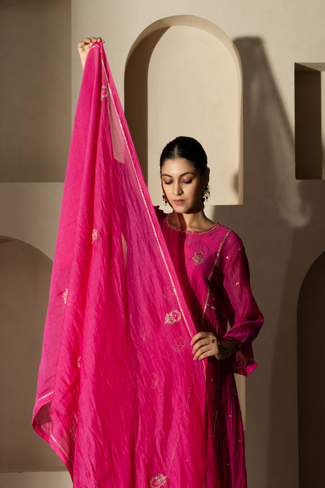 Rani Floral Boota A-line Kurta Set