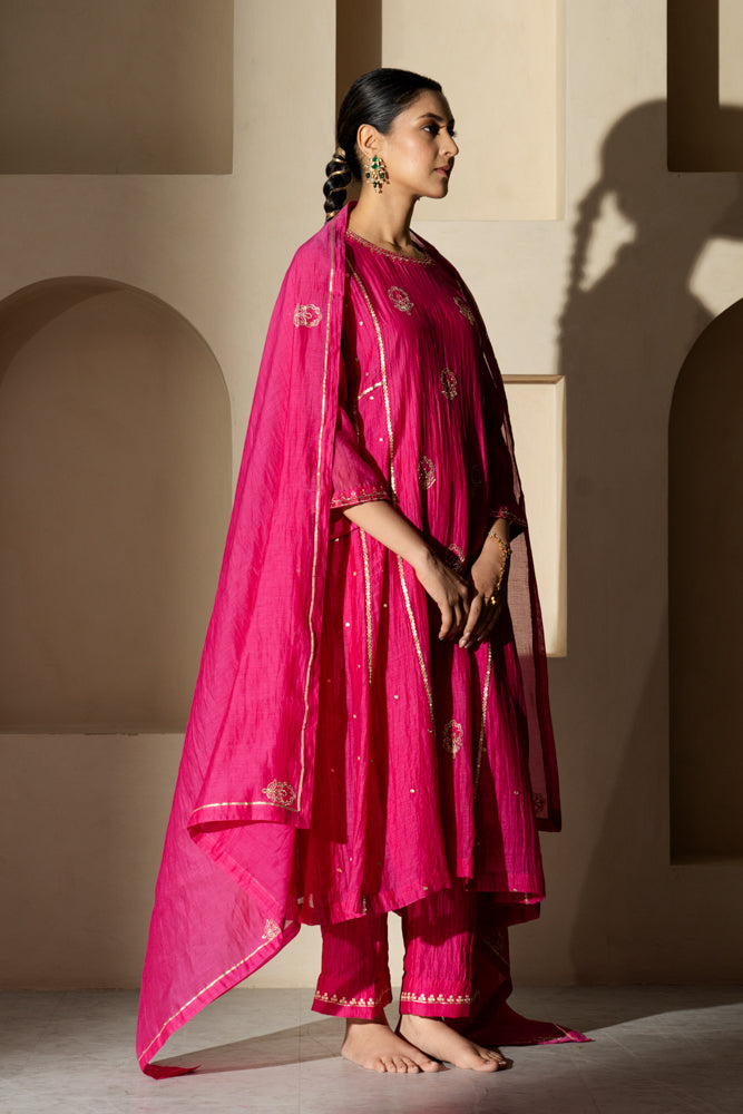Rani Floral Boota A-line Kurta Set
