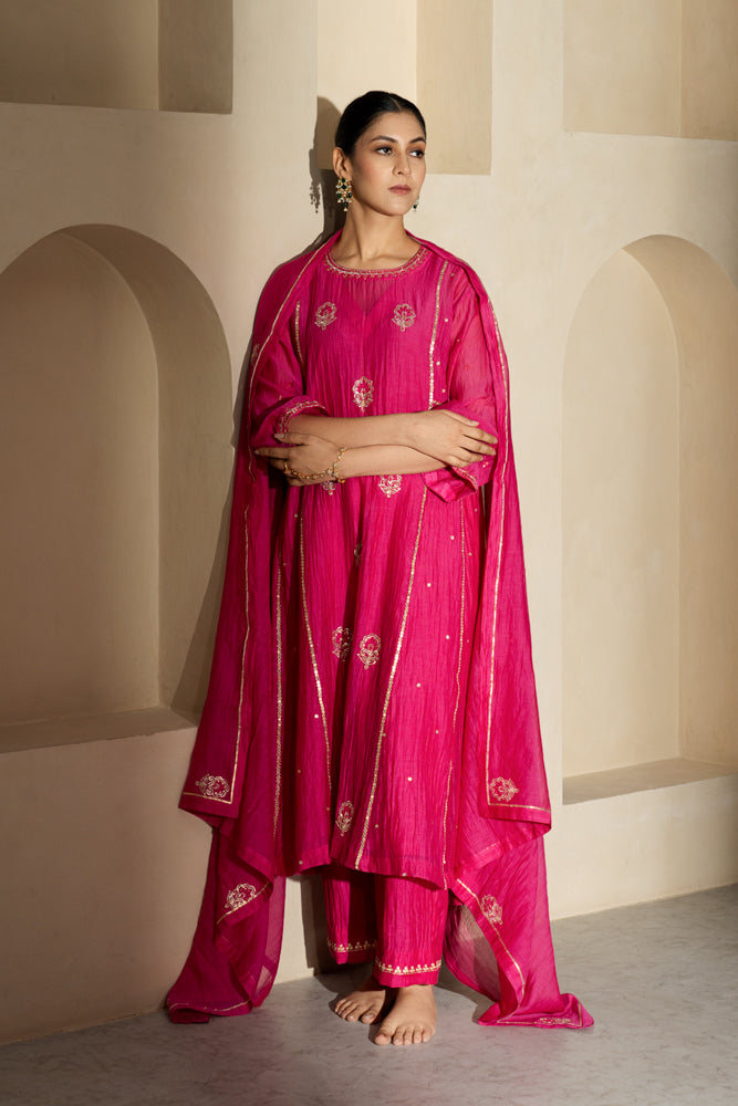 Rani Floral Boota A-line Kurta Set