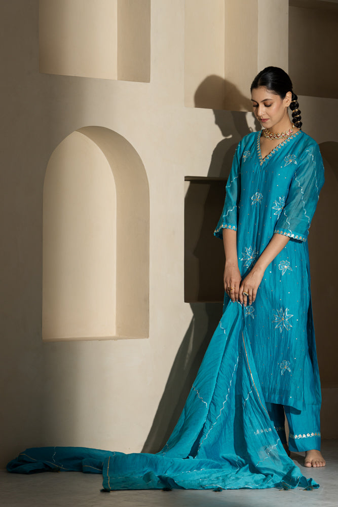 Firozi A-line Kurta Set