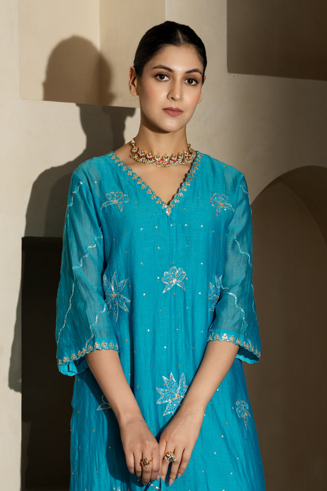 Firozi A-line Kurta Set