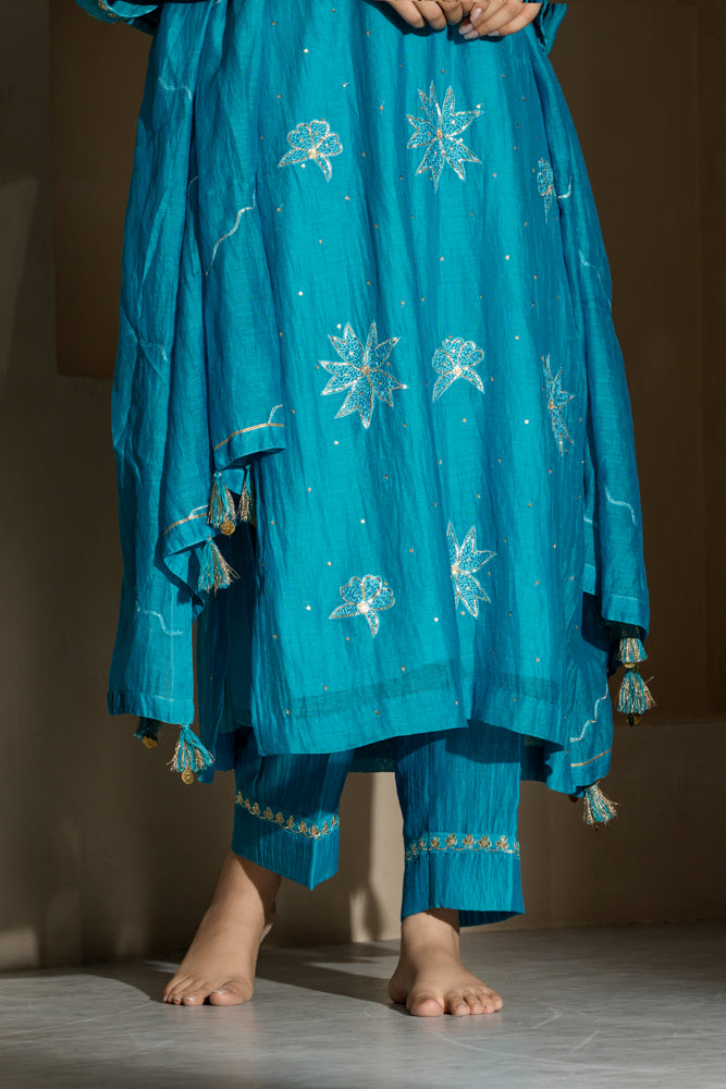 Firozi A-line Kurta Set
