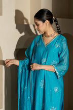 Firozi A-line Kurta Set