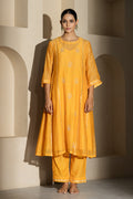 Saffron Yellow A-line Kurta Set