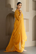 Saffron Yellow A-line Kurta Set