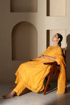 Saffron Yellow A-line Kurta Set
