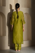 Olive Green Straight Kurta Set