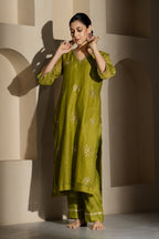 Olive Green Straight Kurta Set