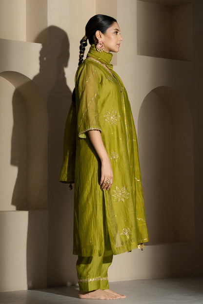 Olive Green A-Line Suit Set