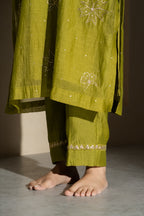 Olive Green Straight Kurta Set