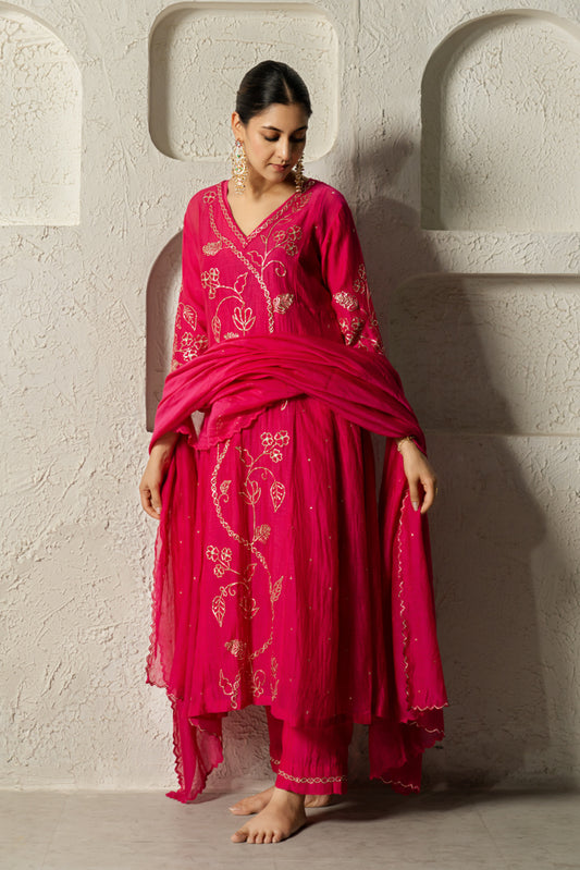 Rani Pink Floral Bail A-Line Suit Set