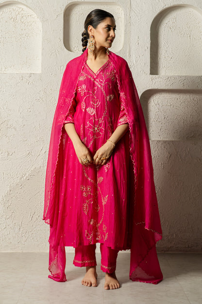 Rani Pink Floral Bail A-Line Suit Set
