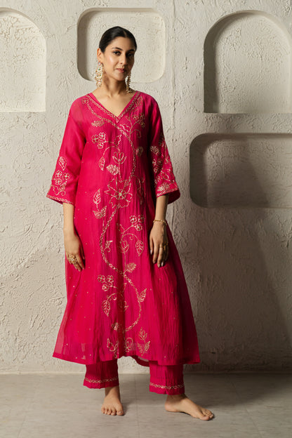 Rani Pink Floral Bail A-Line Suit Set