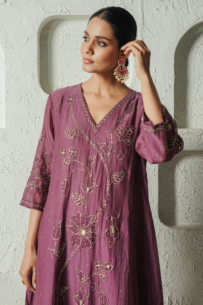 Plum Floral Bail A-Line Suit Set