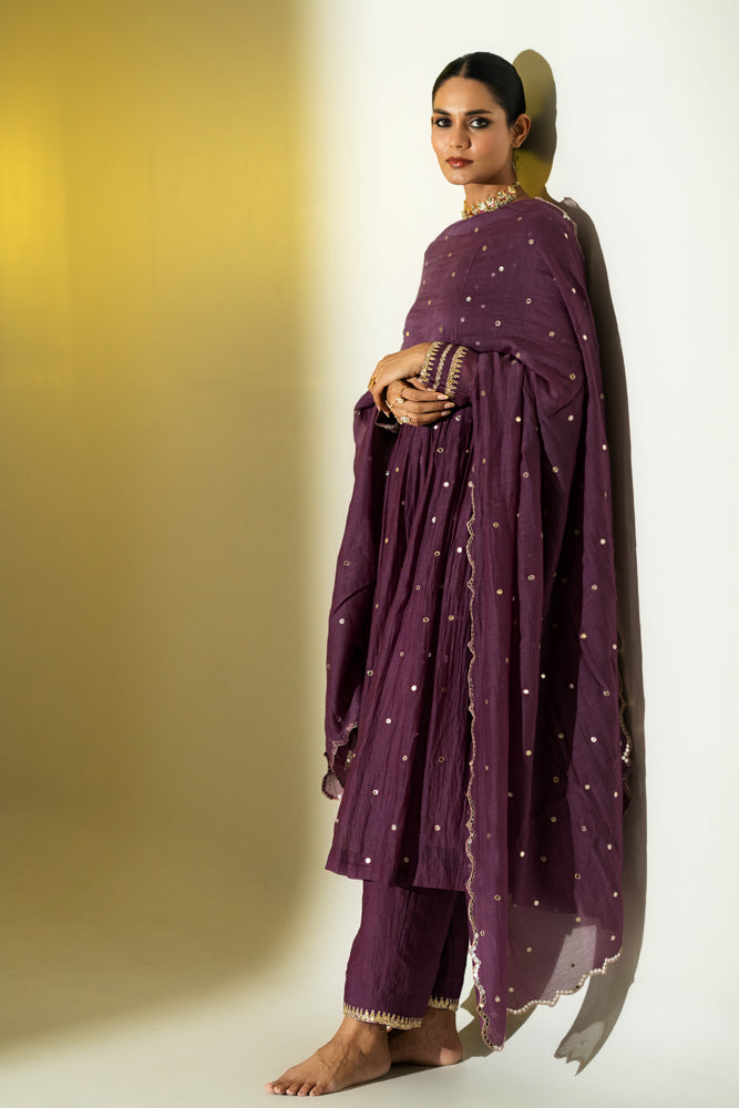 Plum Anarkali Suit Set