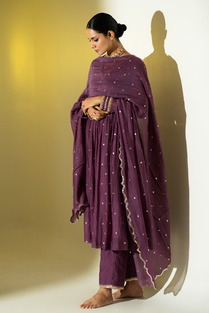Plum Anarkali Suit Set