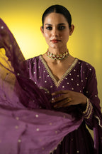 Plum Anarkali Suit Set