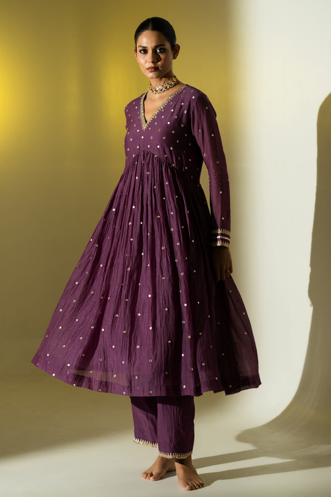 Plum Anarkali Suit Set