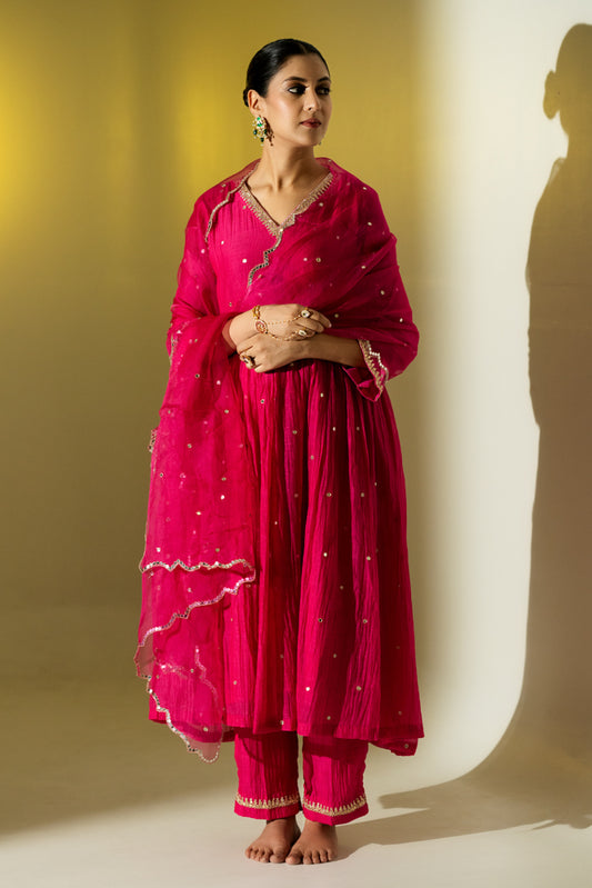Rani Pink Anarkali Suit Set