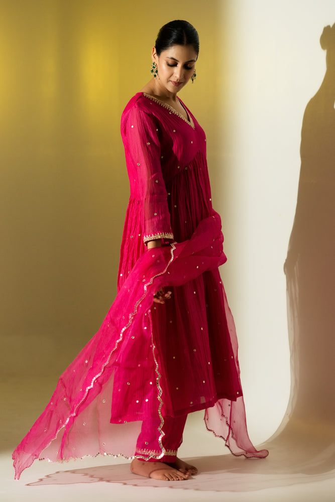 Rani Pink Anarkali Suit Set