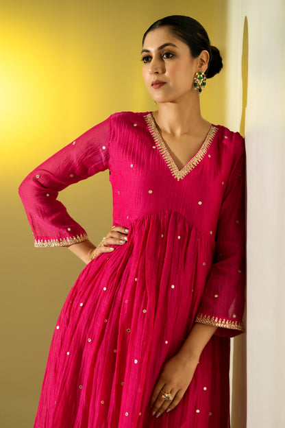 Rani Pink Anarkali Suit Set