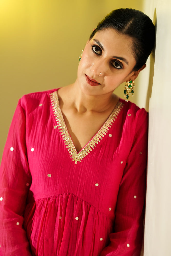 Rani Pink Anarkali Suit Set