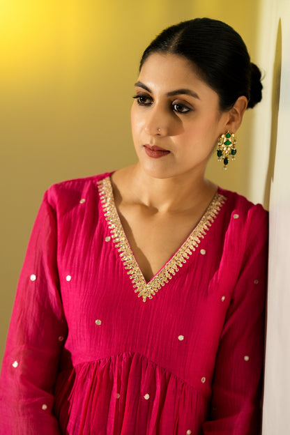 Rani Pink Anarkali Suit Set