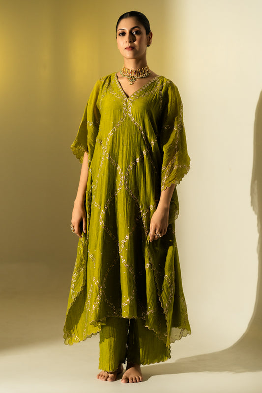 Olive Green Kaftan Set