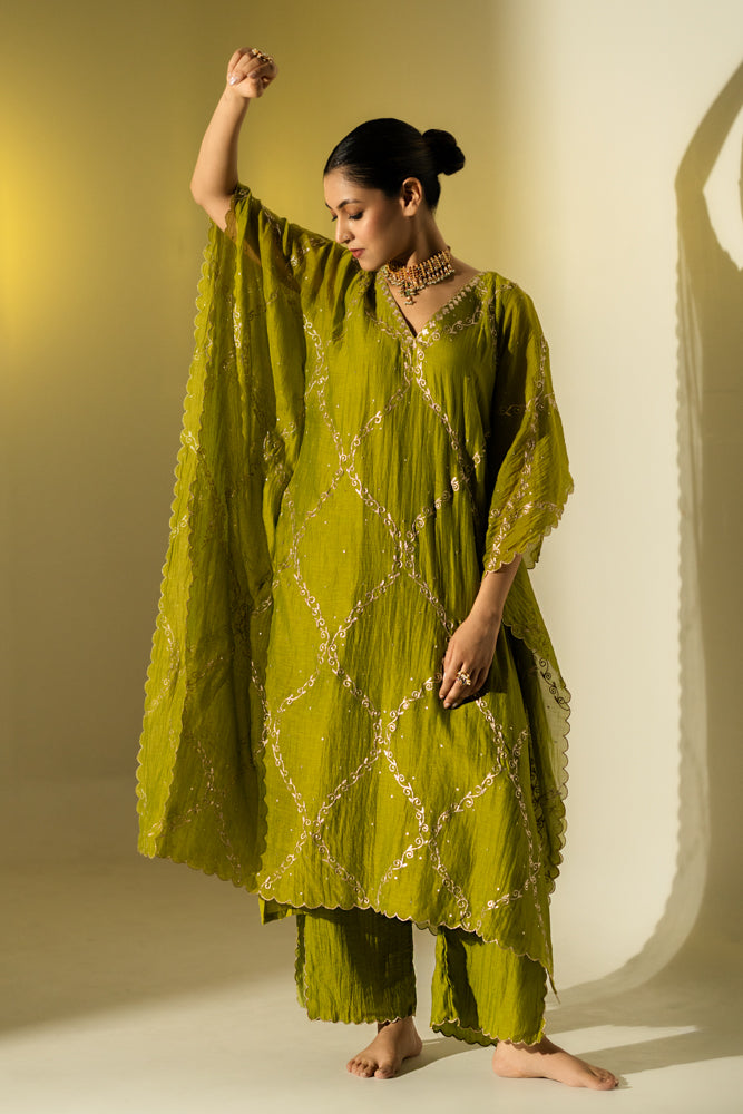 Olive Green Kaftan Set