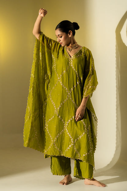 Olive Green Kaftan Set