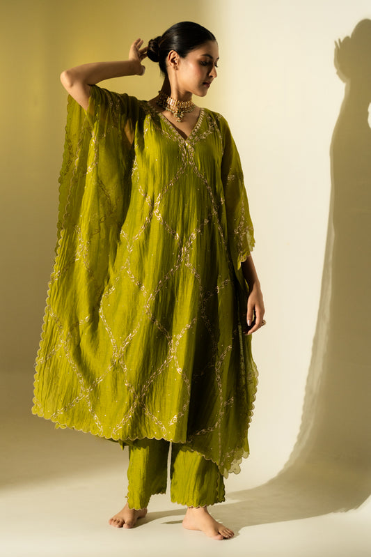 Olive Green Kaftan Set