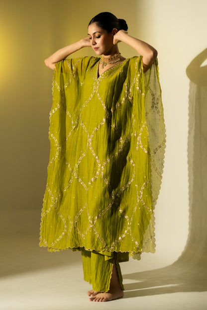 Olive Green Kaftan Set