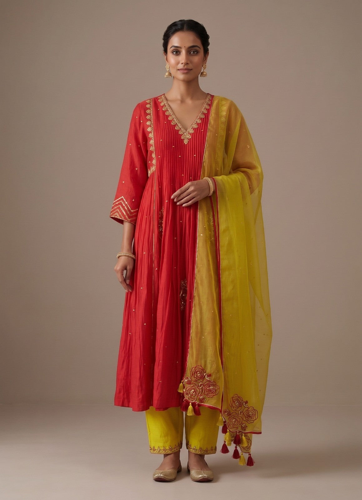 Electric Red 5 Boota Kurta Set