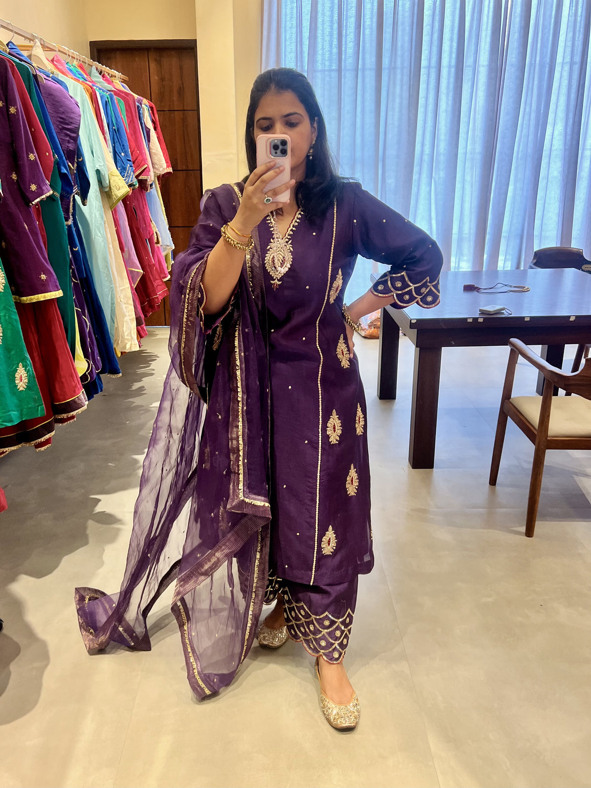 Purple Side Panel Kurta Set
